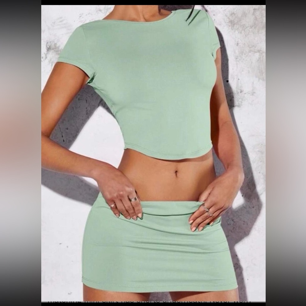Oh Polly Sage Green Two Piece Skort Set